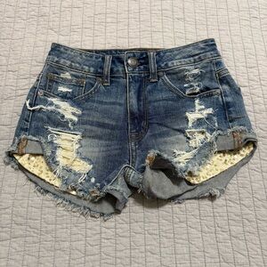 AE American Eagle Women's Hi-Rise Festival Shorts Distressed Sequin Size 00